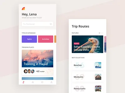 Places & Routes app design insider place route search travel trip ui ux