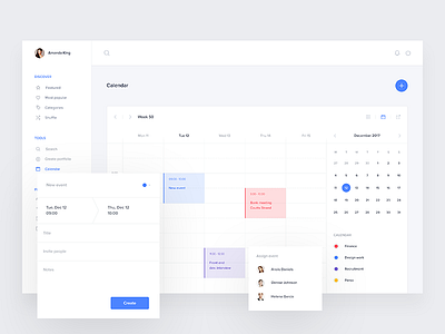Calendar screen v2 app calendar calendly crm desktop events evernote fintech material schedule timetable trello
