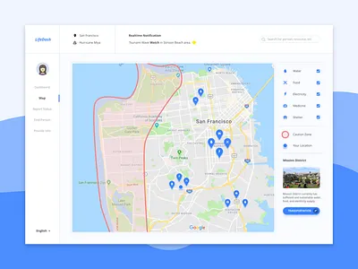 LifeDash contact dashboard disaster relief resource web