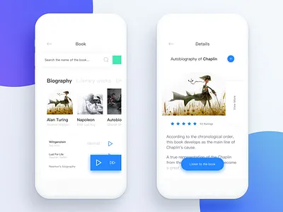 Books app Concept app books concept hear read ui