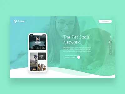 Orbipet - Single page design find interface layout pet single social ui ux web website