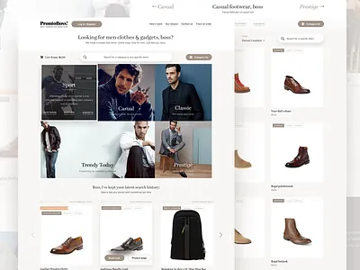Online shop for men — Prontoboss cart checkout ecommerce free login online order shop shopify shopping cart sketch template