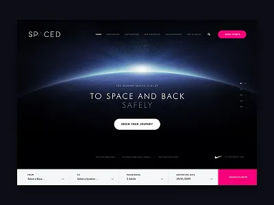SPACED Challenge Entry dark design flat homepage inspiration moon space spaced spacedchallenge travel ui ux