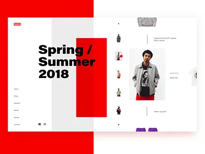Supreme Concept concept fashion flat interface minimal red supreme ui ux white