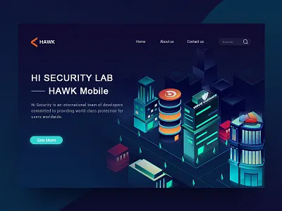 Hi Security Lab banner city illustration web