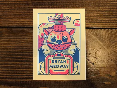 Bryan Medway Risograph Trading Card art cat design digital art drawing illustration illustrator print risograph trading card typography
