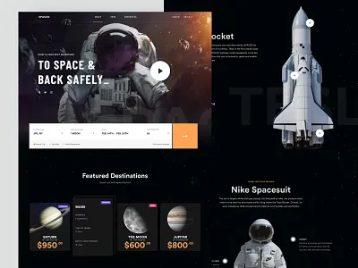 SPACED - Homepage dark design homepage moon sci fi space spaced spacedchallenge travel ui universe