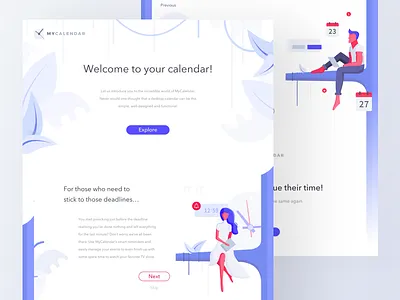 MyCalendar | Onboarding No. 3 bright calendar dashboard desktop my calendar onboarding organiser purple ui ux white