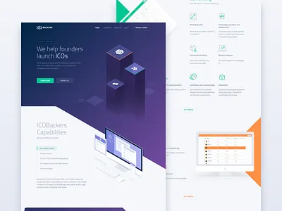 ICOBackers website blockchain cryptocurrency design ico interface responsive token user web