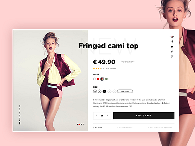 Fashion e-commerce detail page. clean ecommerce fashion page shop ui ux web website