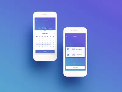 Timetravel App animation app calendar color date dialog select time ui ux web year