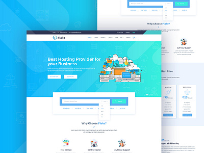 Flake Domain Hosting Website Concept business clean cloud domain hosting hosting website server startup technology whmcs