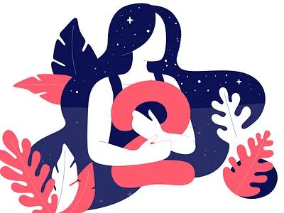 Two Dribbble Invites draft dribbble girl giveaway illustration invitation invite nature night plants two