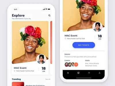Events App app event exploration explore ios tickets ui ux