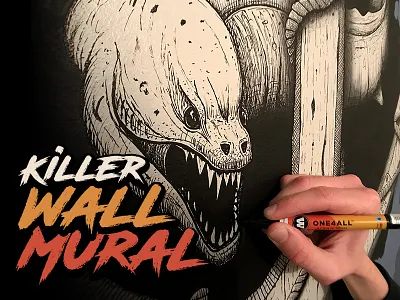 Eel & Anchor Wall Mural - TIME-LAPSE art illustration ink molotow mural paint painting process steven skadal time lapse wall wall art