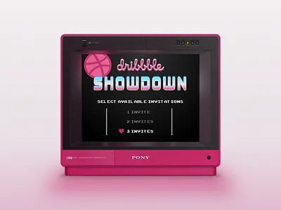 Dribbble Showdown dribbble game invitations invites pink pony retro screen
