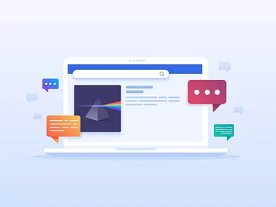 Product questions computer icon illustration laptop prism question search