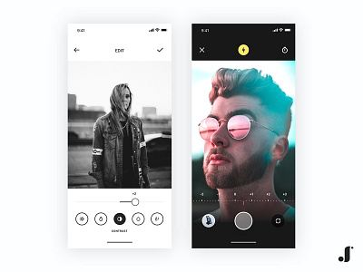 Camera App UI app black camera edit filter flat minimal sketch ui ux white