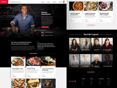 Health.ly Expert cards chef cooking desktop expert food health meals recipe responsive sponsored content ui ui design ux web design website