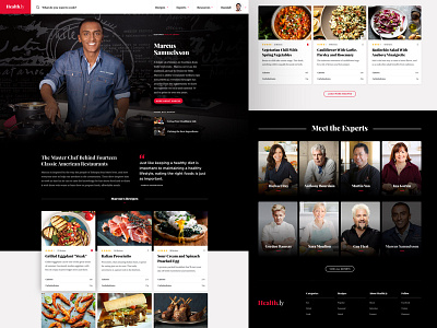 Health.ly Expert cards chef cooking desktop expert food health meals recipe responsive sponsored content ui ui design ux web design website