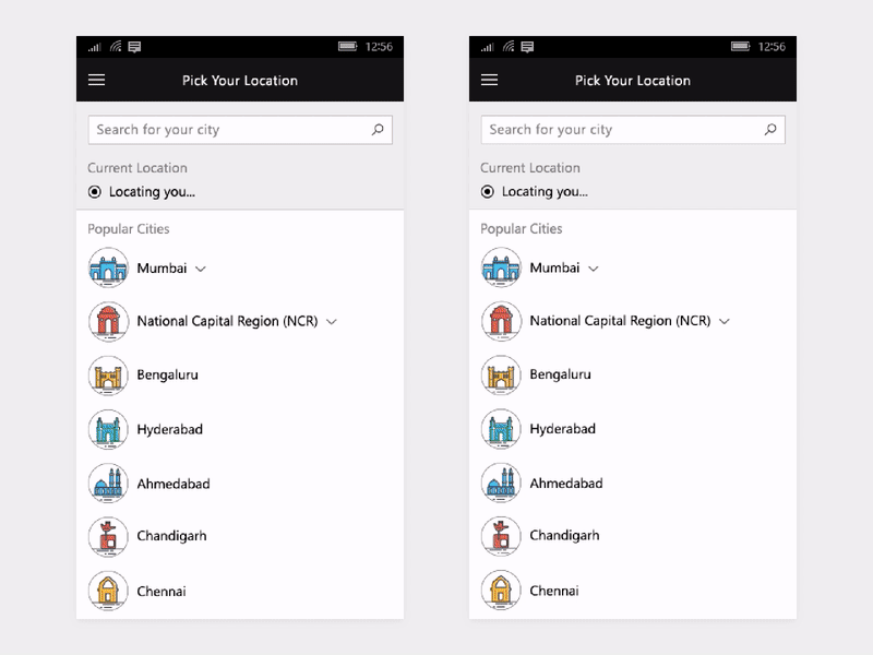 BookMyShow UWP – Location bookmyshow case study interaction location presentation ui uwp ux windows 10