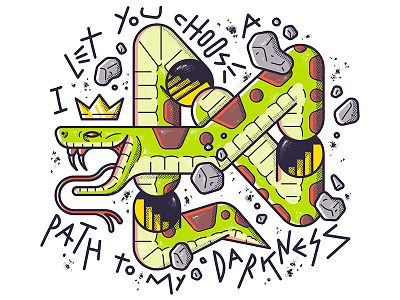 I Let You Choose A Path To My Darkness animal beast cintiq darkness gloom illustration king poison rocks snake stairs vector