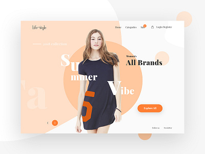 Women's lifestyle 2 designers e commerce fashion header design header exploration landing page lifestyle minimal web design women fashion
