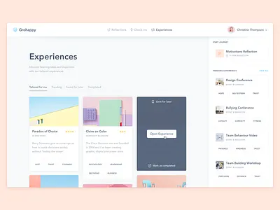 GroHappy Experiences! app avenir blue dashboard desktop illustration interface sidebar significa ui