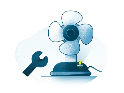 Fan mechanic ac blue fan grain illustration mechanic stipple stippling vector