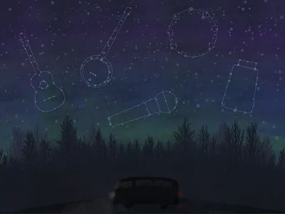 JamgrassTV - Constellations constellations forest illustration ipad music night poster procreate sky social stars vw bus