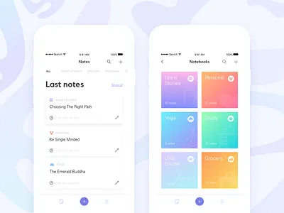 Notes App app clean gradient ios list notes productivity ui