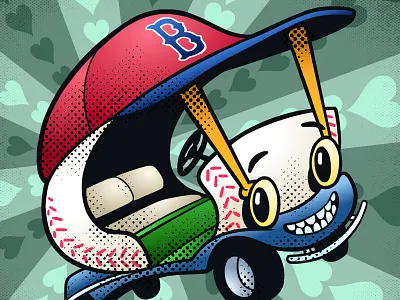 For the Love of Bullpen Carts baseball bullpen car cart halftone heart love mlb red sox