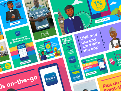 Ecobank Banners ad ads africa bank banners business campaign colourful financial flat investment services