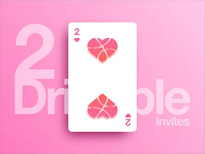 2 Dribbble Invites 💕💌 card design dribbble heart invite valentine valentines day