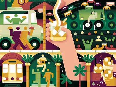 Jameson: Love Thy Neighborhood color down the street hollywood illustration landscape los angeles mural painting whiskey