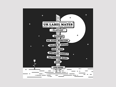 UK Label Mates Playlist Cover alcopop failure by design flower holy roar label mates moon post sign specialist subject stars uk