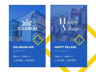 Neighbourhood cards cards colorfull design flat realestate simple ui web