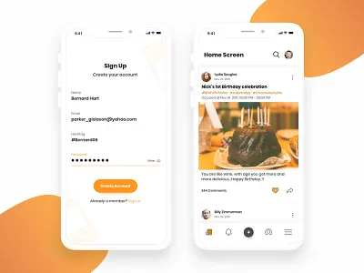 Social Media Application create hashtags feed historical events i phone x social media uiux