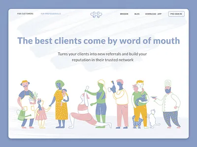 Illustration for the household network app website app character cover design hero household illustration landing page network profession texture web