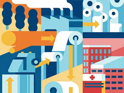 Recycling art design editorial environment face flat graphic illustration retro tree vector vehicle