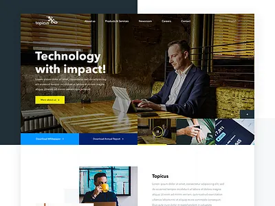 Topicus clean header impact landing technology typography video white