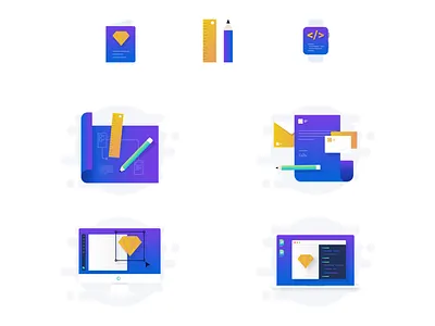 Illustration Style Exploration 04 - Pixack branding gradient icons illustration minimal multicolor ui ux web