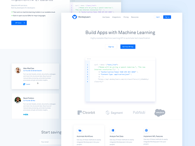 Monkeylearn Website - Old Exploration app blog blue clean design interface monkey ui ux web website