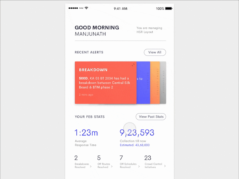 Alert Cards Interaction app cards interaction ios iphone layout mobile ux visual design