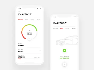 MyKia Concept - Remote Control app design car cards clean interaction kia minimal red ui ux