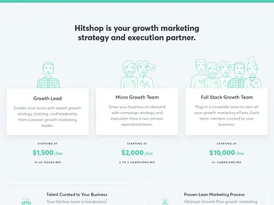 Teams-as-a-service Section character design full stack team illustration landing page marketing site services startup team ui ux webdesign website