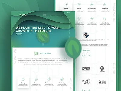 Creative Studio Landing Page android foliage greenery ios landing minimal page ui ux website