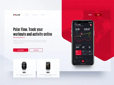 Polar Flow Marketing Website chart fitness health iphone x landing lifestyle map running sport track website