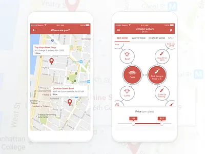 Sammi food ordering app ui app design filters food location map matching order payment price range ui