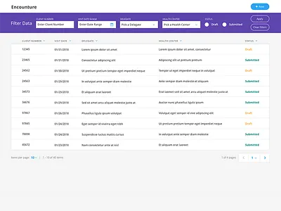 Health Care Admin data entry filters health care listing